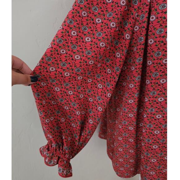Max Studio Red Floral Long Sleeve Blouse - Picture 5 of 7